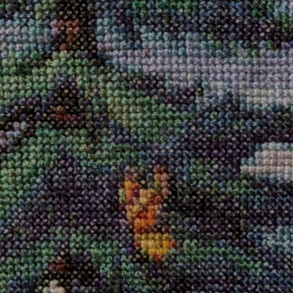 Vintage Cross Stitch Handmade Extra Large Framed Matted Intricate EUC Water Spot - Picture 8 of 10